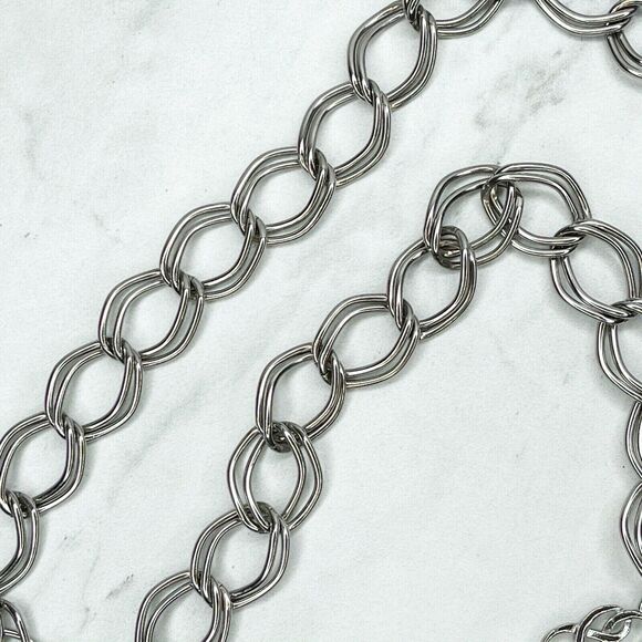 Silver Tone Chain Link Belt Abstract Charm Y2K Festival XS/Small (XS/S) ✨ - Picture 4 of 12